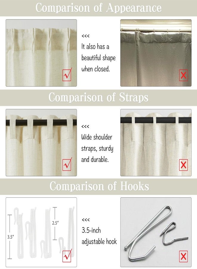 MASWOND Pinch Pleated Linen Sheer Curtains 84 Inch Length 2 Panels for Living Room Bedroom Semi Sheer Window Curtain Boho Neutral Back Tab Pinch Pleat Drape Easy Hanging Via Hooks Linen W38xL84 - Image 3